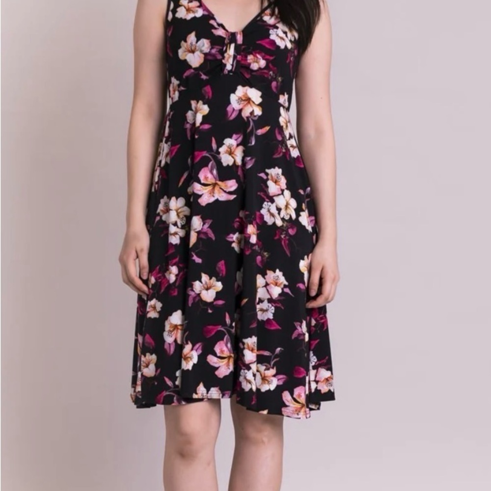 Blue Sky Clothing Co. Genesis Summer Fit Flare Floral Dress 1X Plus Bamboo Blend